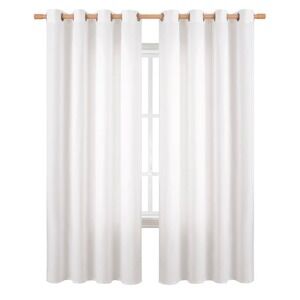 BGment White Linen Curtains 52w x 95" Long Light Filtering 2 Panels tab back